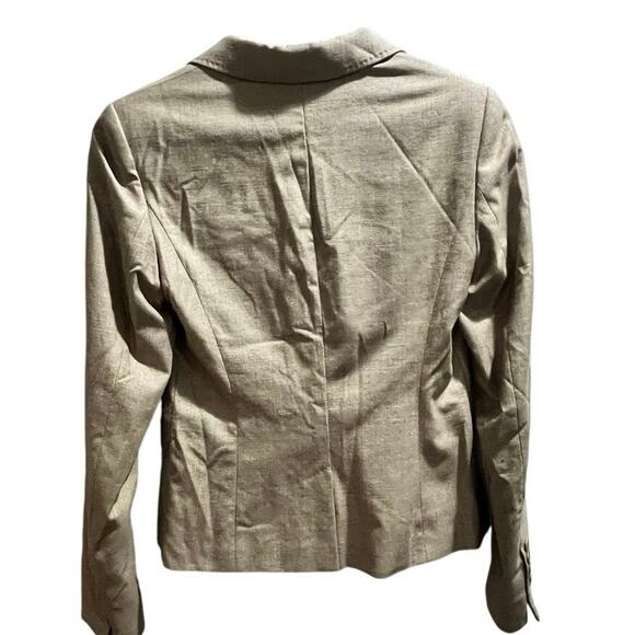 Max Mara Italy Single Breasted Pointed Collar Pockets Wool Silk Tan Blazer Sz 4 - Picture 4 of 9